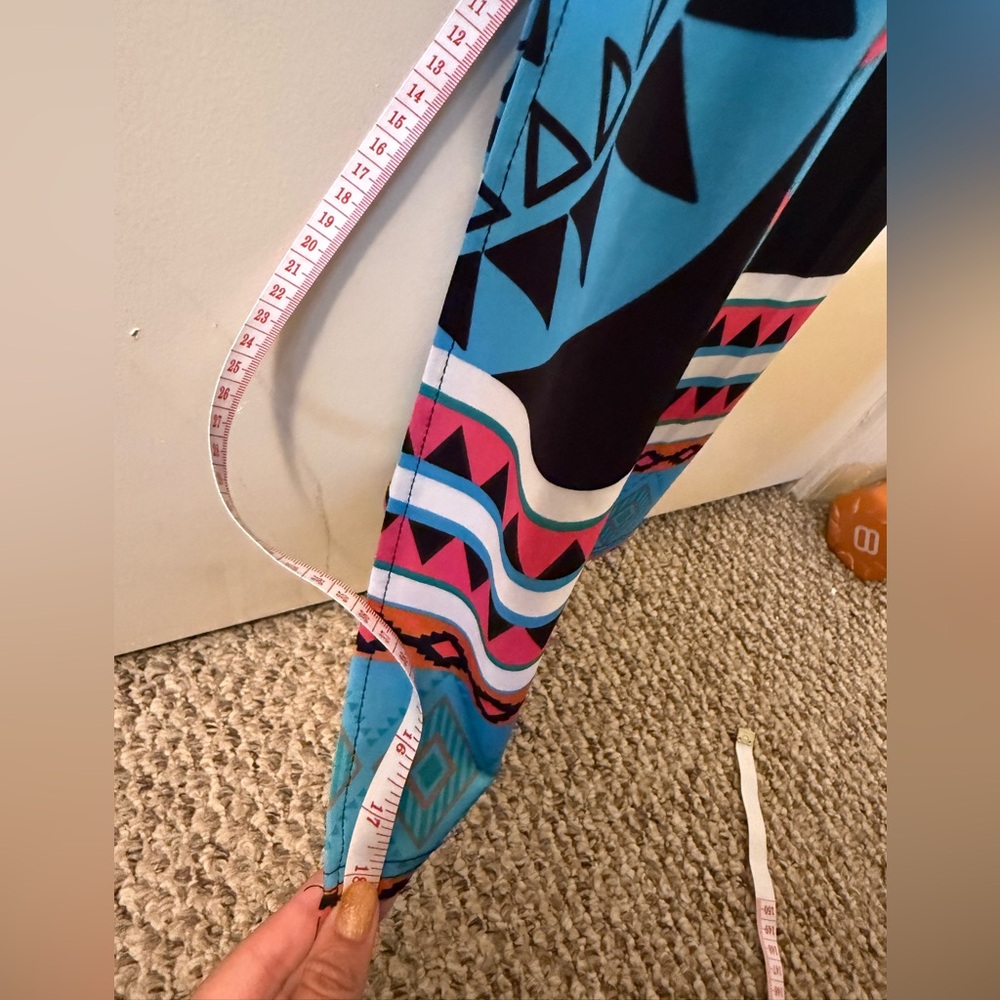 Spaghetti-Strap Maxi Dress in Pink and Blue Geometric Print - Picture 9 of 11